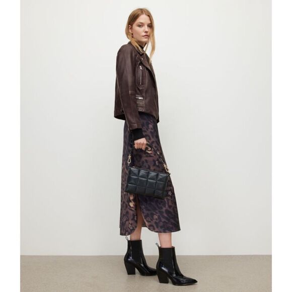 All Saints Catch (Cargo) leather Moto Jacket in Oxford Red - Picture 6 of 12